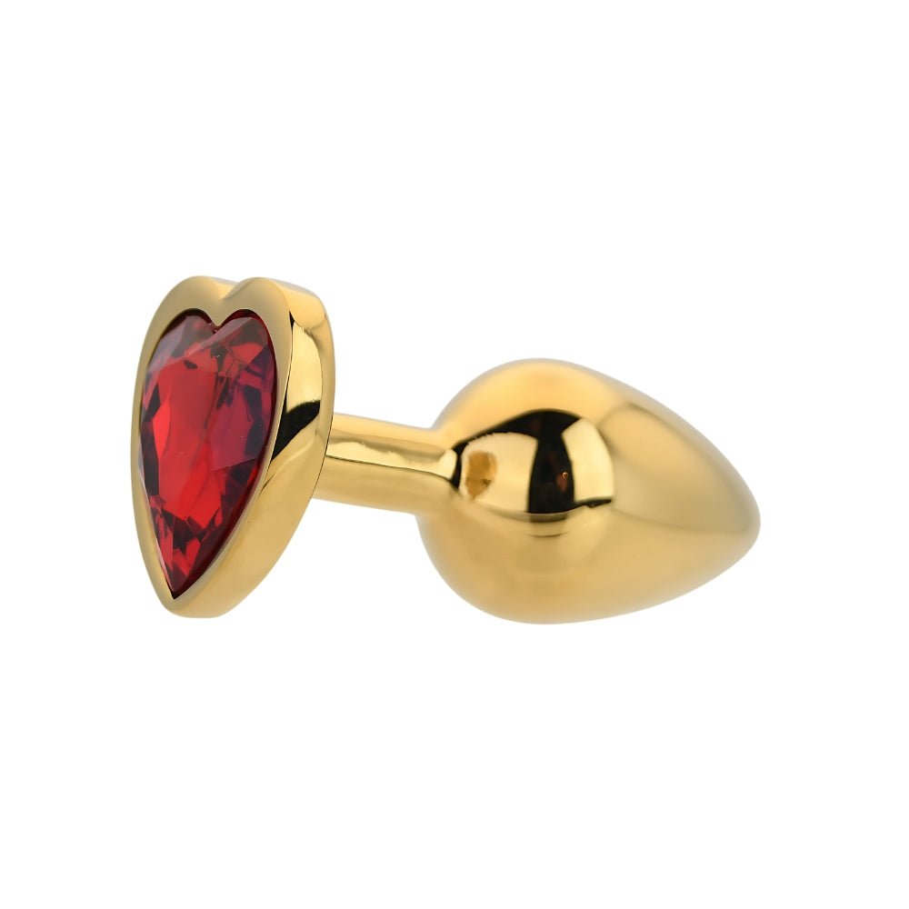 Toosh Heart Shaped Gold Butt Plug with Red Stone Small - Sensual Vibes UK