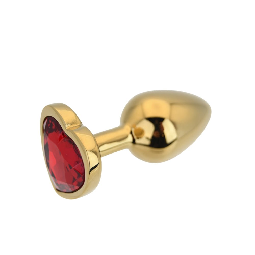 Toosh Heart Shaped Gold Butt Plug with Red Stone Small - Sensual Vibes UK