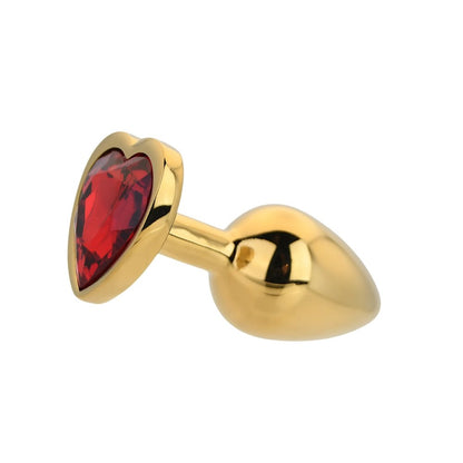 Toosh Heart Shaped Gold Butt Plug with Red Stone Small - Sensual Vibes UK