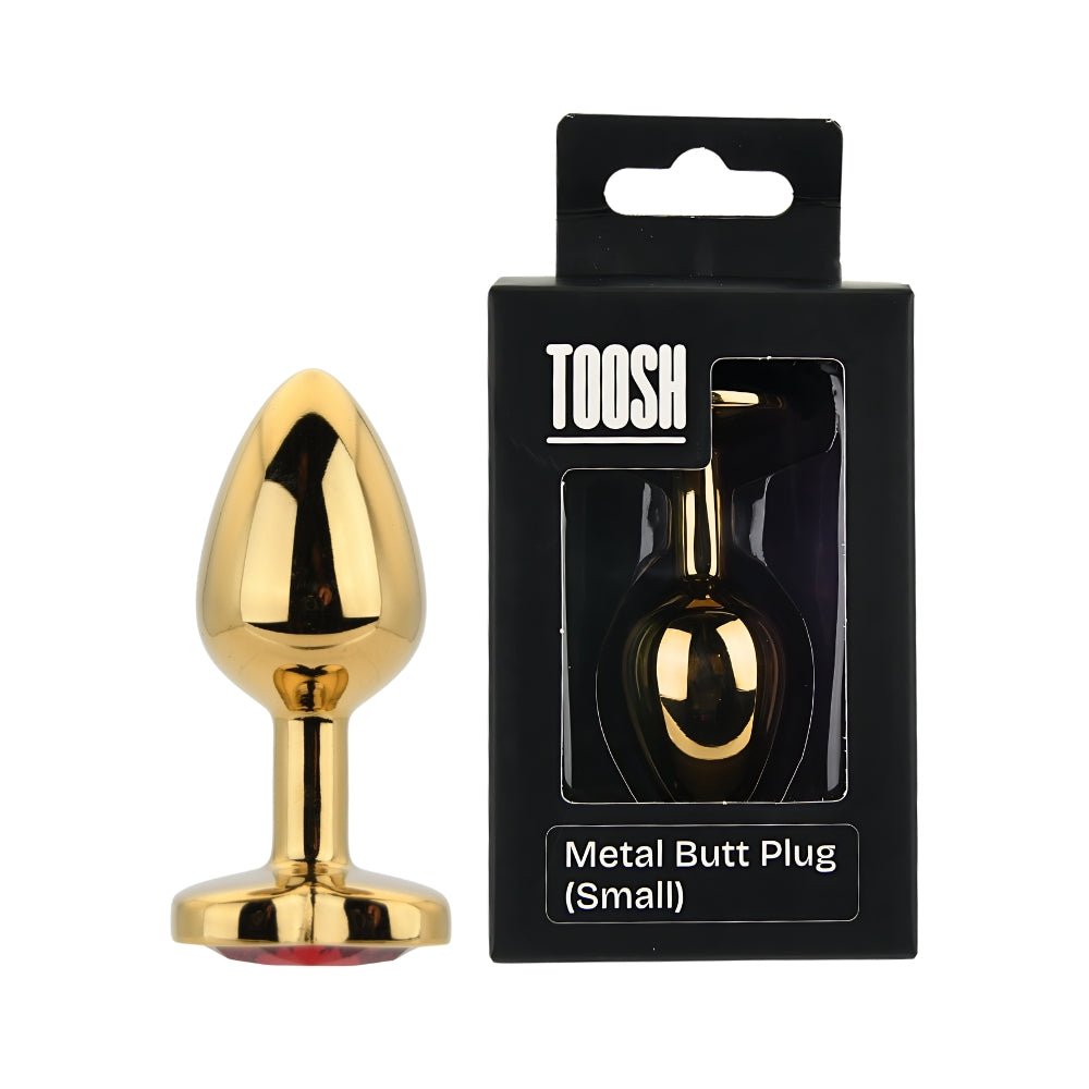 Toosh Heart Shaped Gold Butt Plug with Red Stone Small - Sensual Vibes UK