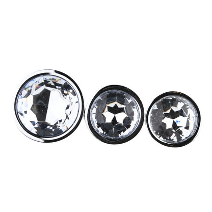 Toosh Metal Butt Plug Silver Set of 3 Clear Stone - Sensual Vibes UK