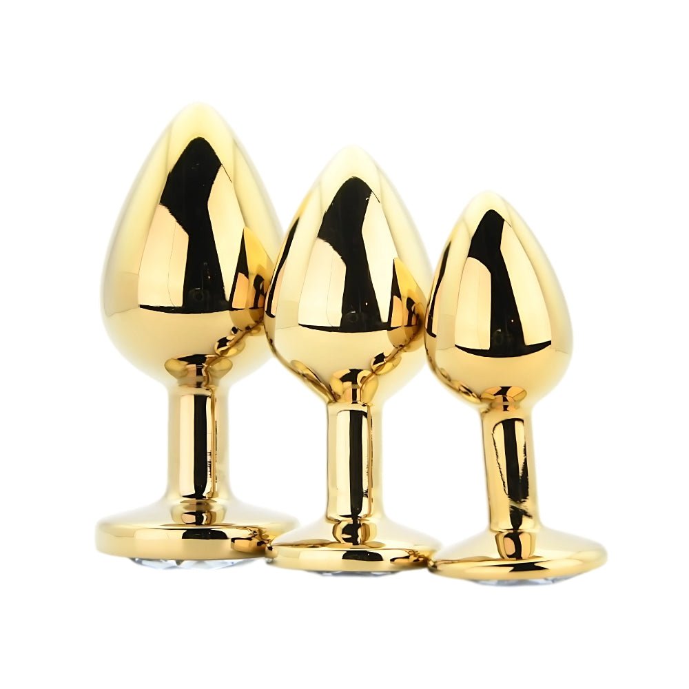 Toosh Metal Butt Plug Gold Set of 3 Clear Stone - Sensual Vibes UK