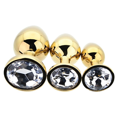 Toosh Metal Butt Plug Gold Set of 3 Clear Stone - Sensual Vibes UK