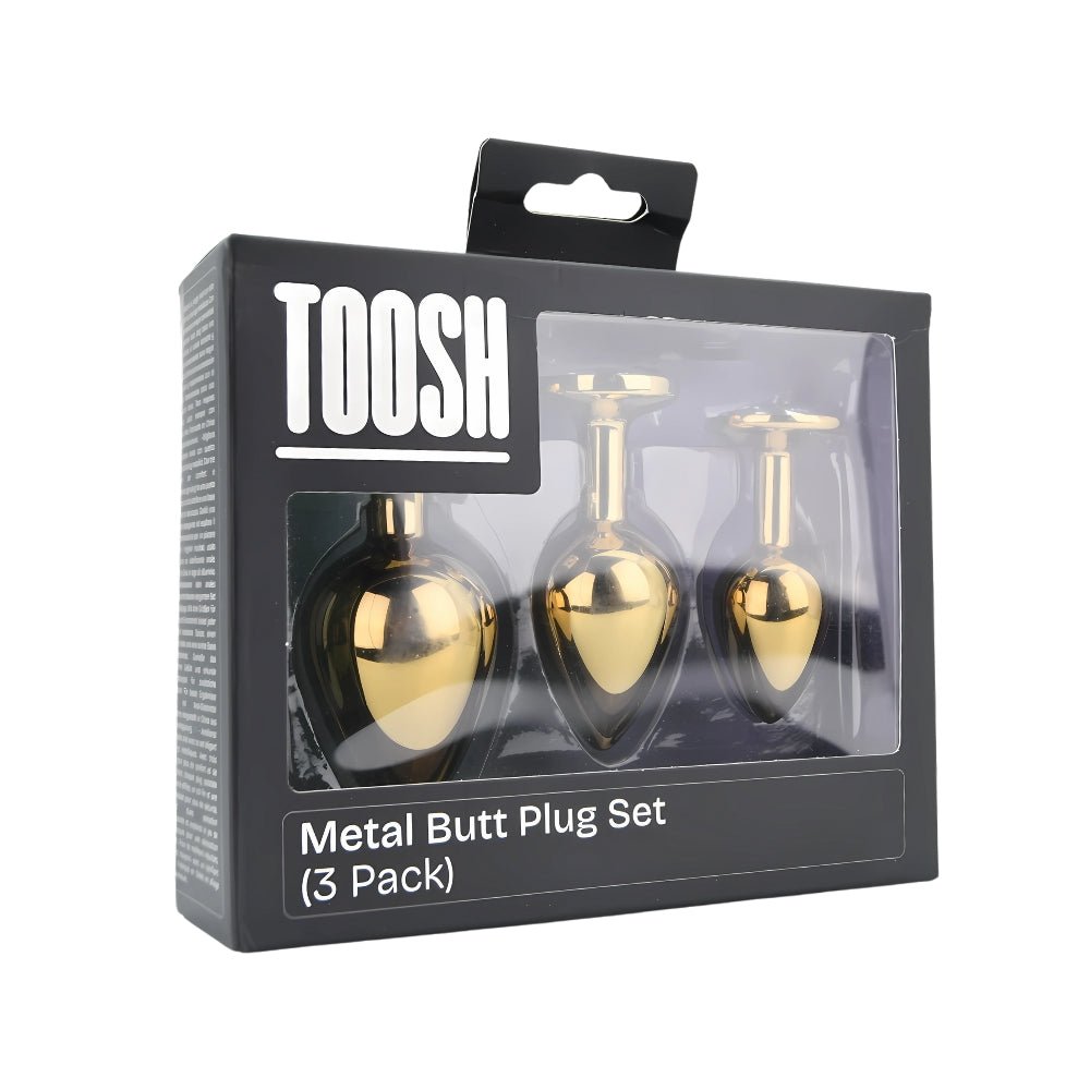 Toosh Metal Butt Plug Gold Set of 3 Clear Stone - Sensual Vibes UK
