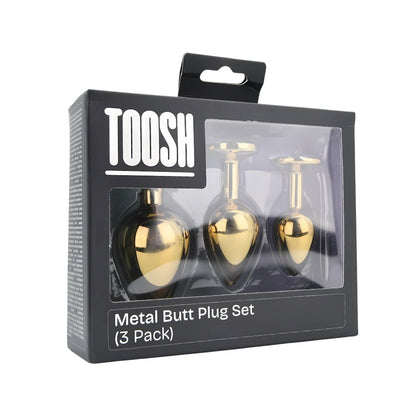 Toosh Metal Butt Plug Gold Set of 3 Clear Stone - Sensual Vibes UK
