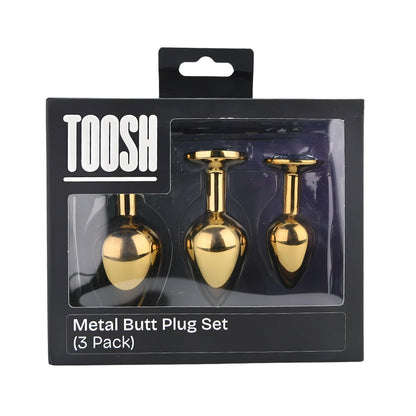 Toosh Metal Butt Plug Gold Set of 3 Clear Stone - Sensual Vibes UK