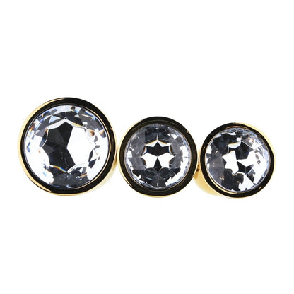 Toosh Metal Butt Plug Gold Set of 3 Clear Stone - Sensual Vibes UK