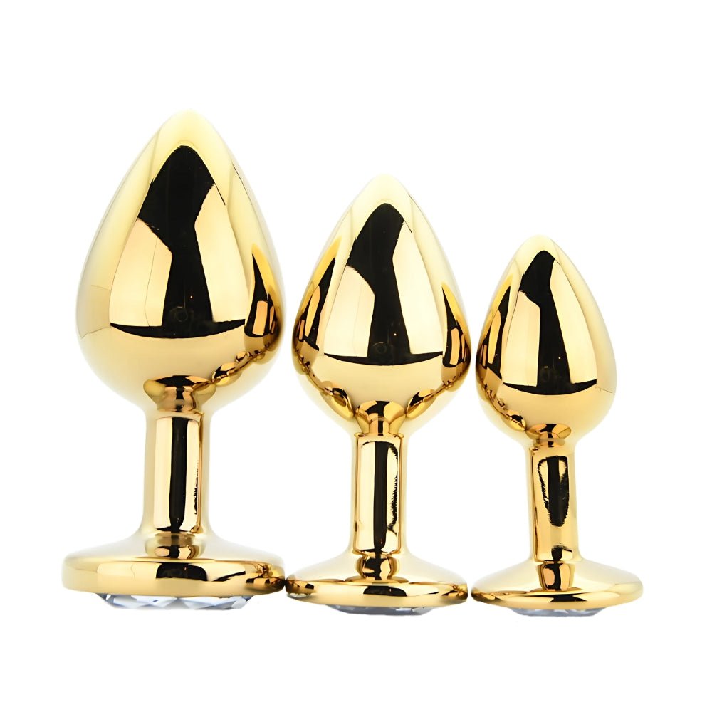 Toosh Metal Butt Plug Gold Set of 3 Clear Stone - Sensual Vibes UK