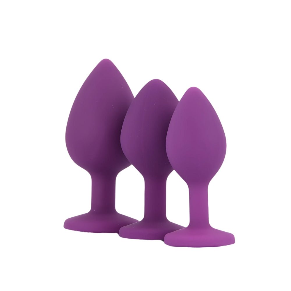 Toosh Silicone Butt Plug Purple Set of 3 Clear Stone - Sensual Vibes UK