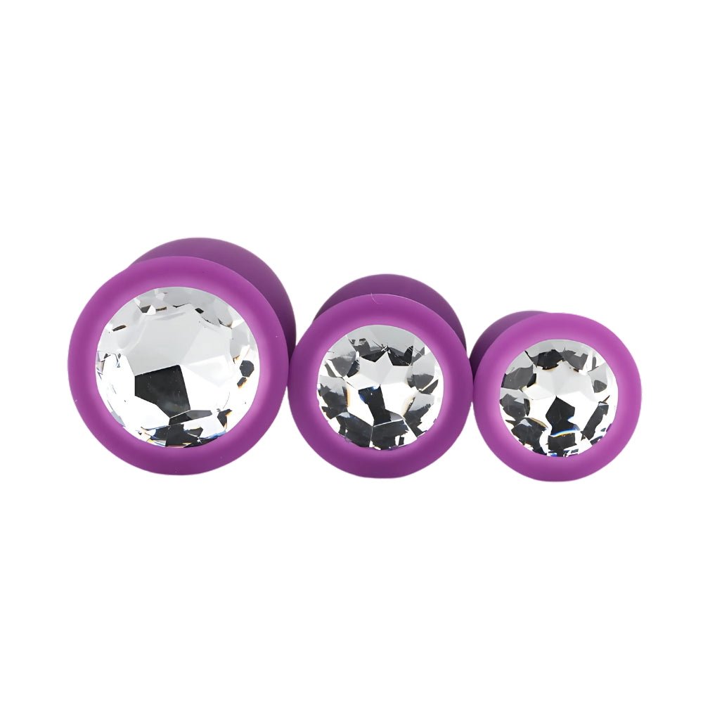 Toosh Silicone Butt Plug Purple Set of 3 Clear Stone - Sensual Vibes UK