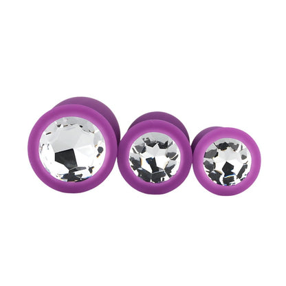Toosh Silicone Butt Plug Purple Set of 3 Clear Stone - Sensual Vibes UK
