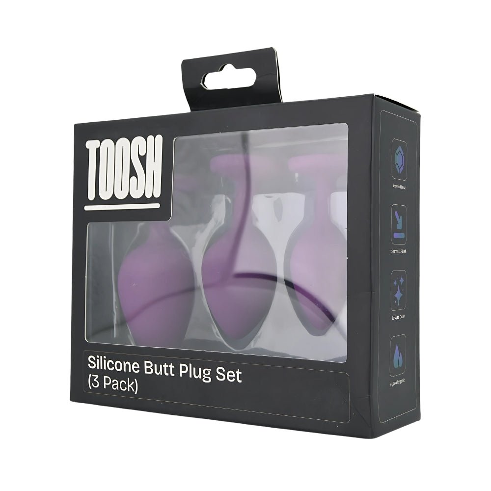 Toosh Silicone Butt Plug Purple Set of 3 Clear Stone - Sensual Vibes UK