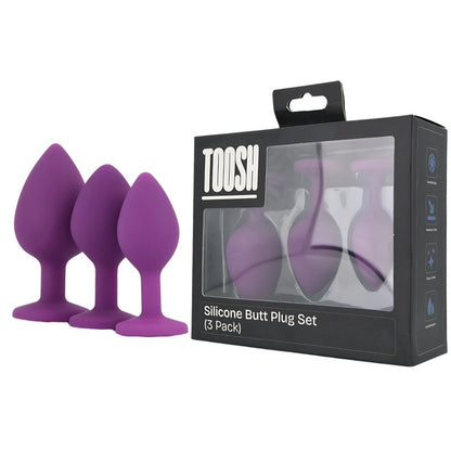 Toosh Silicone Butt Plug Purple Set of 3 Clear Stone - Sensual Vibes UK
