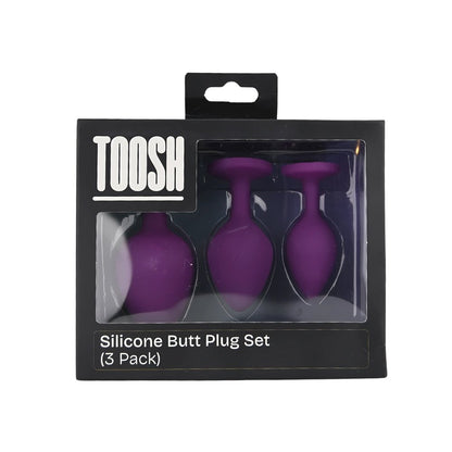 Toosh Silicone Butt Plug Purple Set of 3 Clear Stone - Sensual Vibes UK
