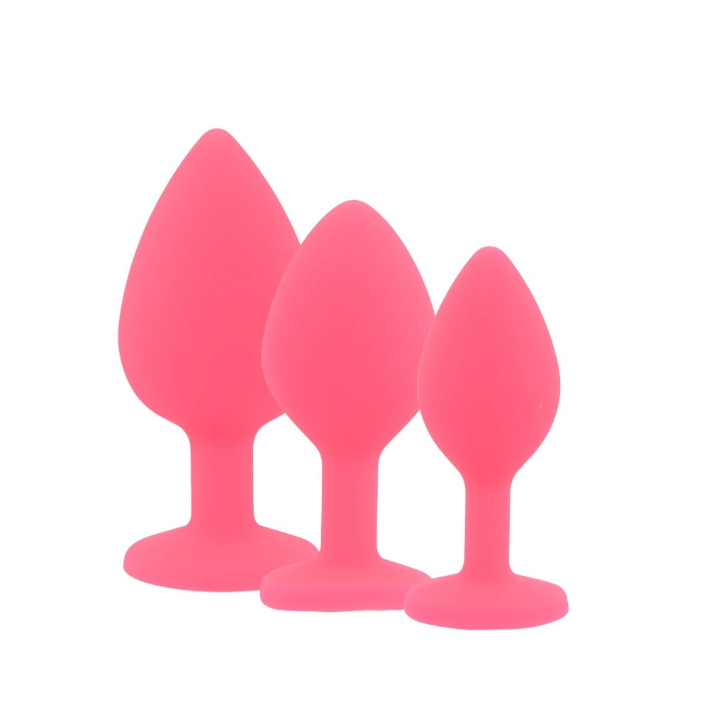 Toosh Silicone Butt Plug Pink Set of 3 Clear Stone - Sensual Vibes UK