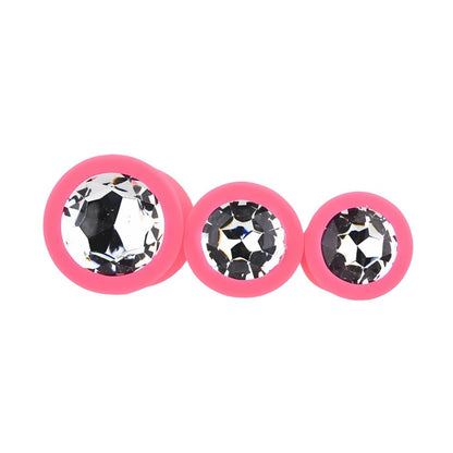 Toosh Silicone Butt Plug Pink Set of 3 Clear Stone - Sensual Vibes UK