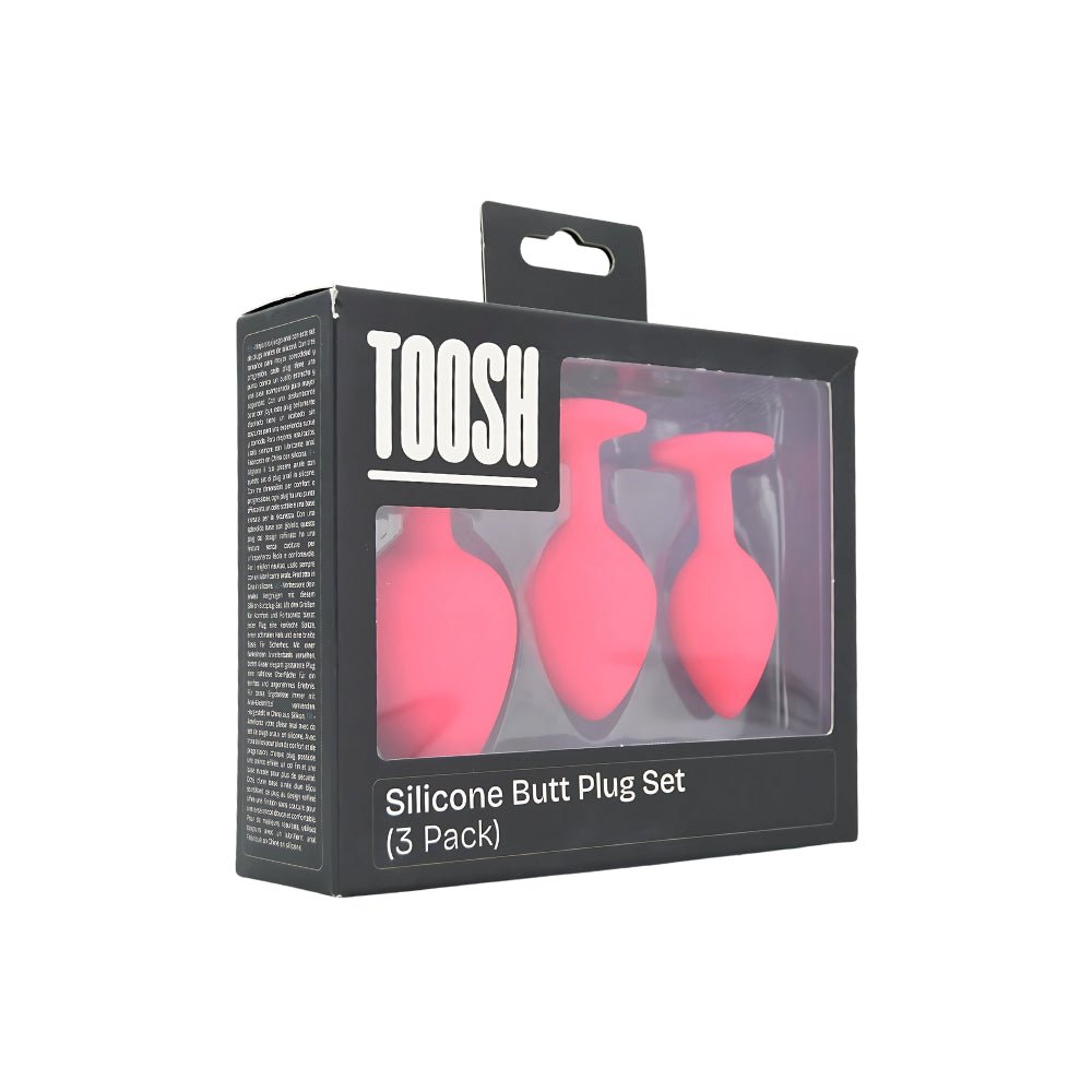 Toosh Silicone Butt Plug Pink Set of 3 Clear Stone - Sensual Vibes UK