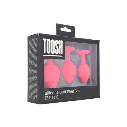 Toosh Silicone Butt Plug Pink Set of 3 Clear Stone - Sensual Vibes UK