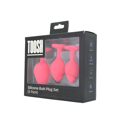 Toosh Silicone Butt Plug Pink Set of 3 Clear Stone - Sensual Vibes UK