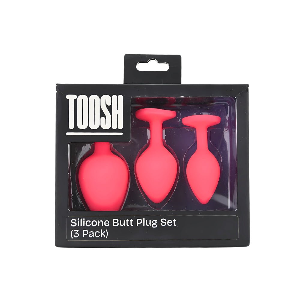 Toosh Silicone Butt Plug Pink Set of 3 Clear Stone - Sensual Vibes UK