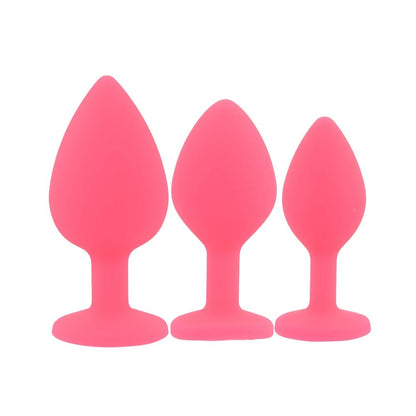 Toosh Silicone Butt Plug Pink Set of 3 Clear Stone - Sensual Vibes UK