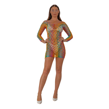 Lace by LJ Rainbow Long Sleeved Mini Dress