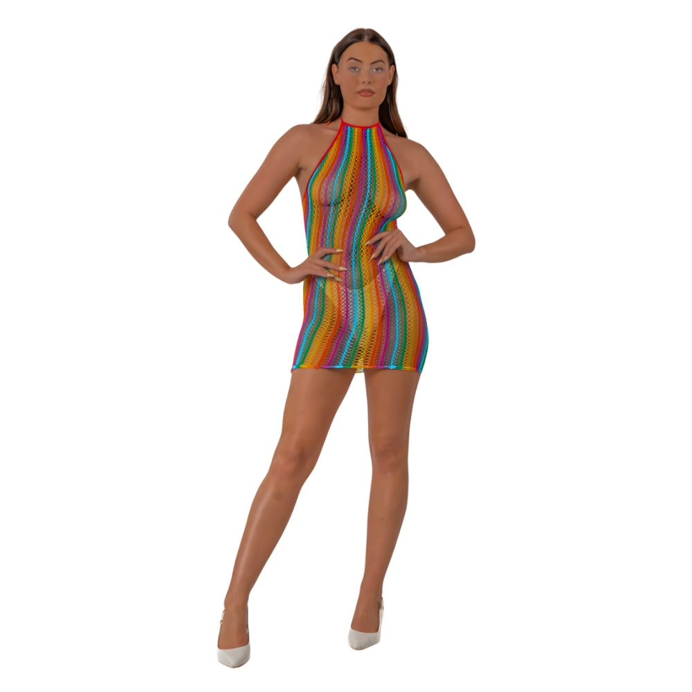 Lace by LJ Rainbow Halter Neck Dress