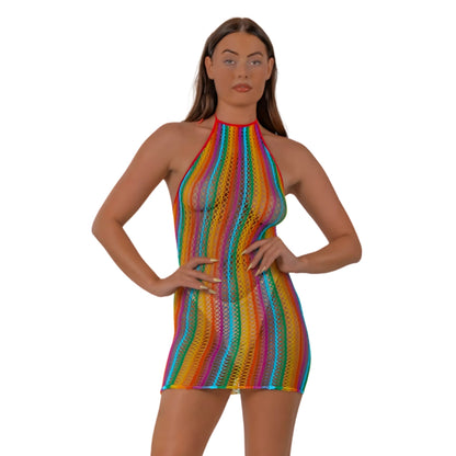 Lace by LJ Rainbow Halter Neck Dress