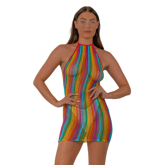 Lace by LJ Rainbow Halter Neck Dress