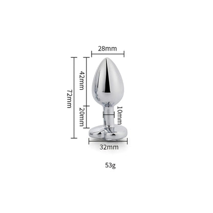 Toosh Heart Shaped Silver Butt Plug with Red Stone Small