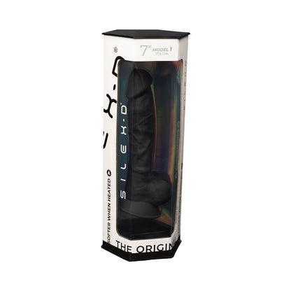 SilexD 7 inch Realistic Silicone Dual Density Dildo with Suction Cup and balls Black