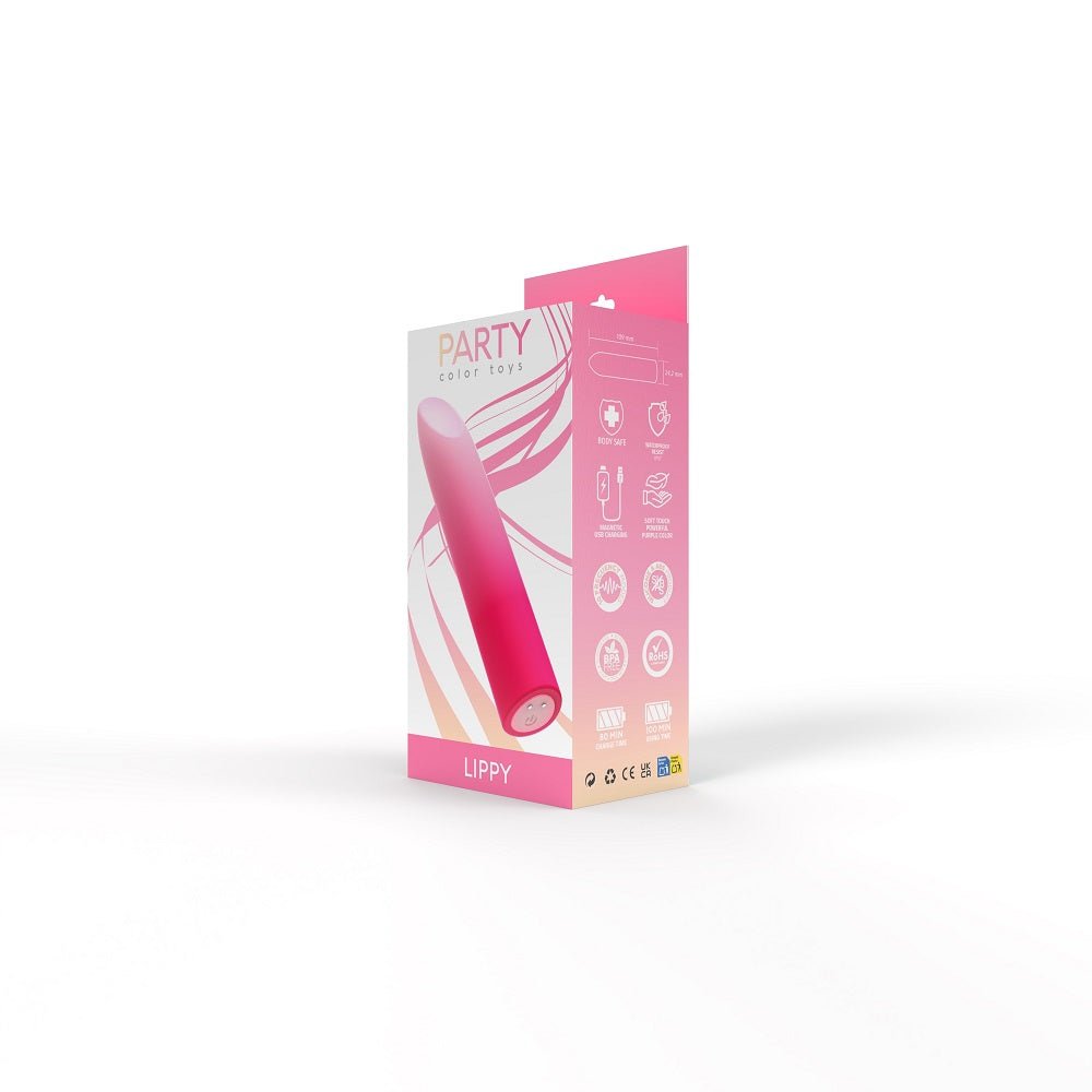 Party Color LIPPY Rechargeable Bullet Vibrator Pink - Sensual Vibes UK