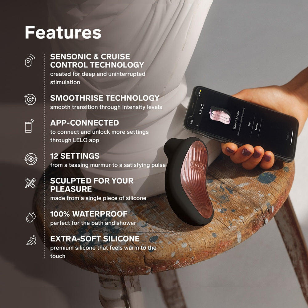 LELO Sona 3 Cruise Clitoral Suction Massager Black Feature List