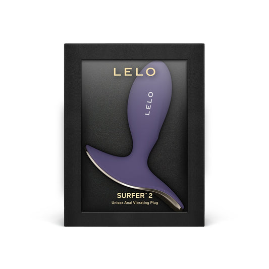 LELO Surfer 2 Vibrating Butt Plug Cyber Purple Packaging Front